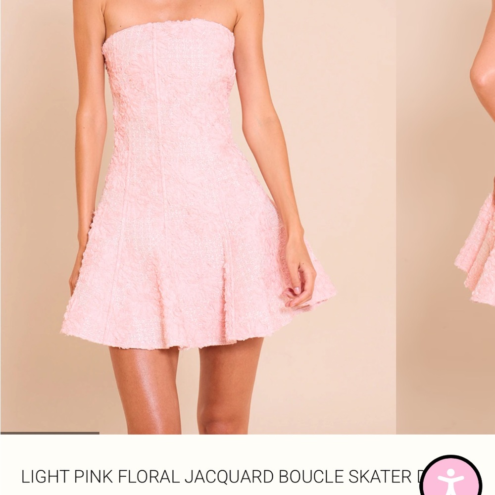 Light Pink Strapless Jacquard Dress